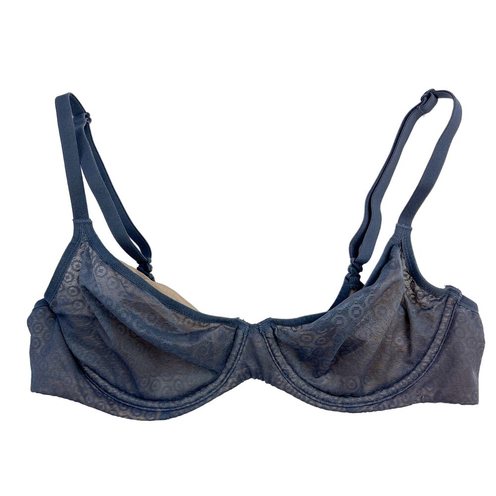 Victoria’s Secret 32C Body by Victoria Unlined Demi Mesh Bra Navy Blue